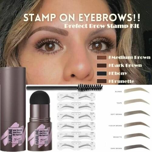 Fashion Eyebrow Stamp Shaping Kit Pro Eye Gel Brow Stamp Makeup Kit With 24 Reusable Eyebrow Stencils Eyebrow Brushes TSLM1