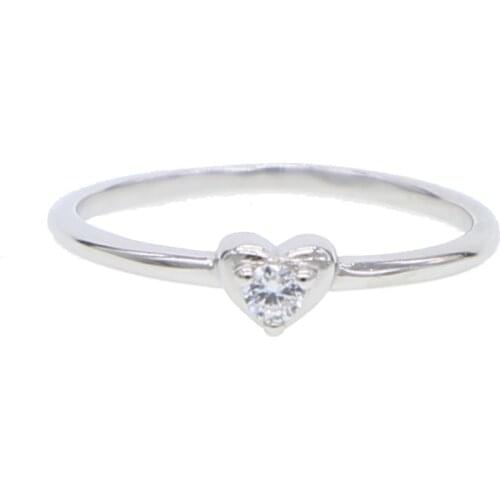 New 100% 925 Sterling Silver us Size 6 7 8 silver gold thin Bling sparking heart cz Fine silver jewelry women beautiful ring