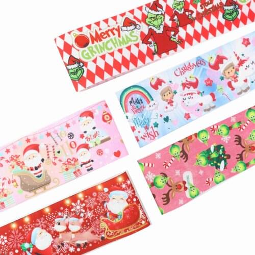 22MM 25MM 38MM 50MM 75mm Printed Pattern Christmas on Grosgrain Ribbon for diy ribbon
