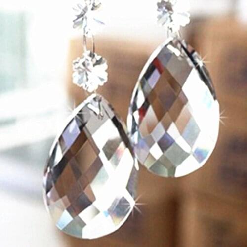 3pcs High Quality Clear 38*22mm Crystal Faceted Chandelier Prisms Glass Suncatcher For Out Door Christmas Tree Haning Decoration