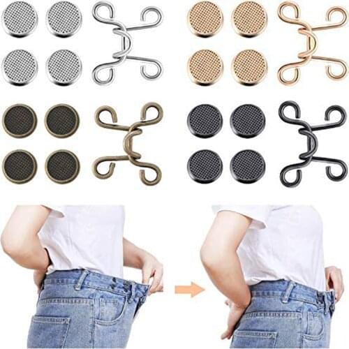 4 Sets Adjustable Waist Buckle Snap Jean Removable Extender for Jeans Pants Tightness Adjustment