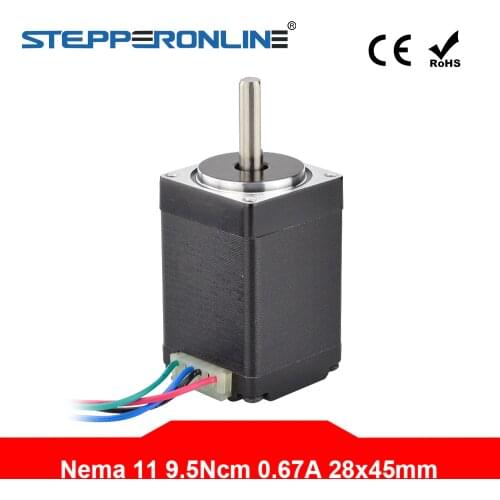 Nema 11 Stepper Motor 28BYGH 28x28x45mm 1.8deg 0.67A 9.5Ncm/14oz.in Nema11 Step Motor 4-lead for DIY CNC 3D Printer