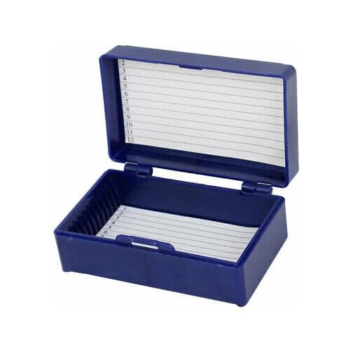 Royal Blue Plastic Rectangle Shape Hold 12 Microslide Slide Microscope Box