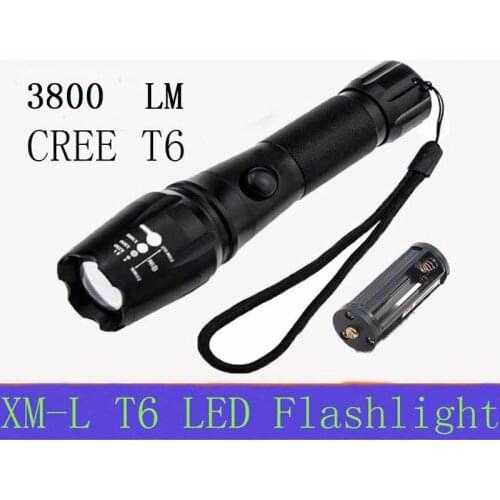 120pcs Super Bright CREE LED XML T6 Torch light Zoomable flashlight 3800 Lumens Cycling Hunting flashlight Battery 18650/AAA