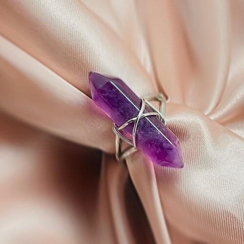 Unique Hexagon Prism Natural Stone Open Rings for Women Girls Handamde Fashion Statement Jewelry Party Agate Ring Gift Wholesale