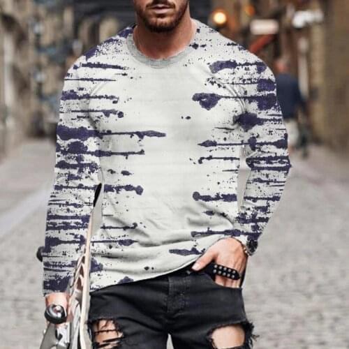 Spot spring and autumn models European and American mens and womens fashion casual simple printing round neck long-sleeved T-s