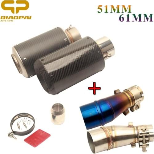 Motorcycle Exhaust Pipe 51MM 61MM Stainless Steel Exhaust Muffler Escape For Kawasaki Z250 Z300 Ninja 250R Ninja 250 Ninja 300