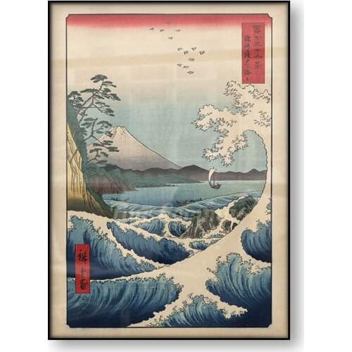 Japanese Art Poster Seascape in Satta in the Province of Suruga Sea off Satta Utagawa Hiroshige Woodbock Canvas Print Wall Art