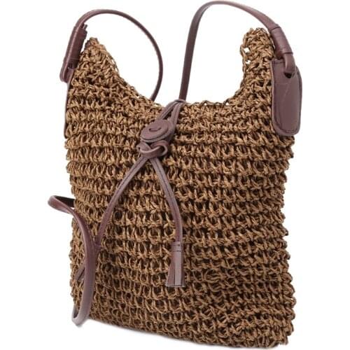 Women Handbag Shoulder Bag Straw Weave Tote Purse Lady Beach Hobo Bag Crossbody G5AE