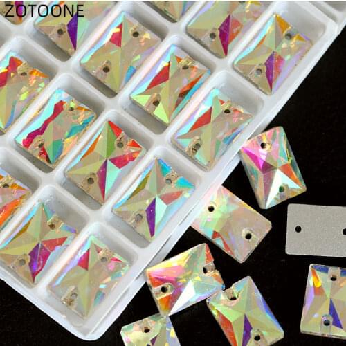 ZOTOONE Sew on Rhinestones for Wedding Dress Flatback Crystal AB White 2 Hole Teardrop Jewelry Accessories Pear Shape Glass G