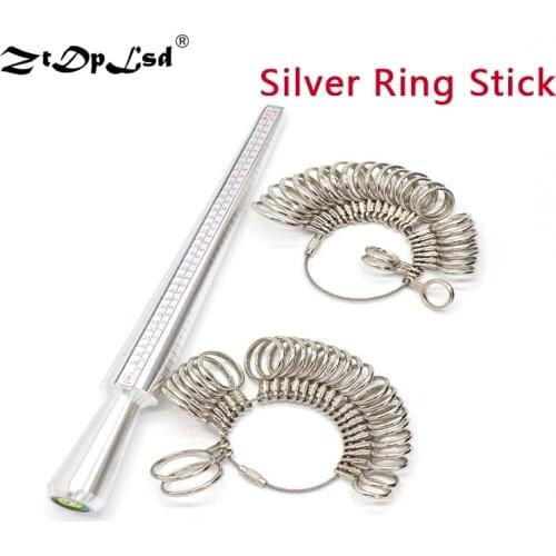 1Pcs US EU Standard Metal Silver Finger Ring Sizer Gauge / Mandrel Sizing Measuring Stick Jewelry Size Measure Hand Tools Set