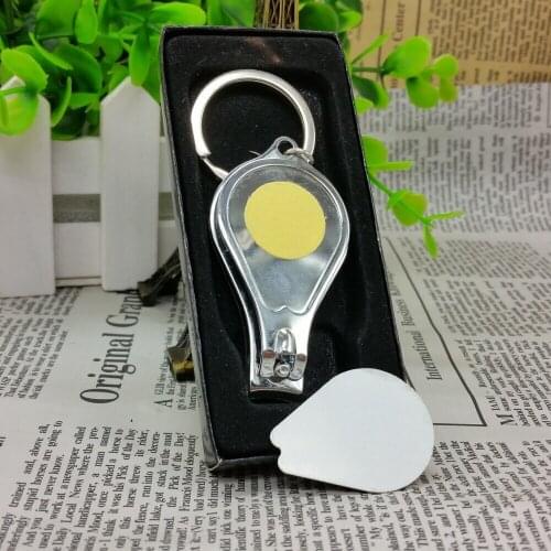 10pcs/Lot Sublimation Blank Metal Key Rings Nail clipper Zinc Alloy Key Chain With Metal plate DIY Gift Printing Sublimation Ink