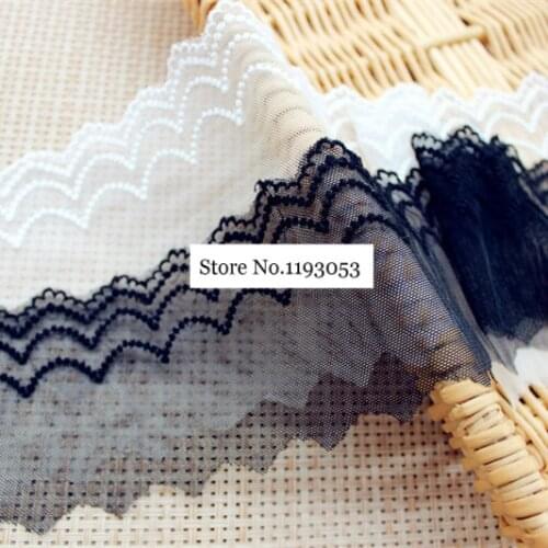 10 Yard/Lot Mesh cotton embroidery Lace trim accessories dress clothes curtain DIY Material 7.5cm wide lace fabric