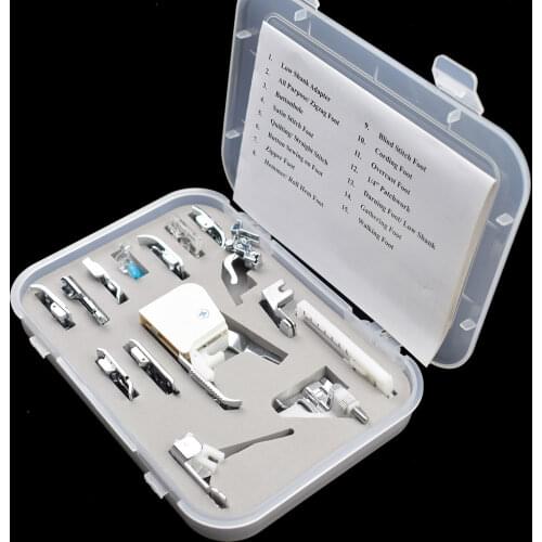 15Pcs Multifunctional Sewing Machine Home Sewing Tools Foot Feet Presser Kit Set Presser Foot for Brother Janome Singer