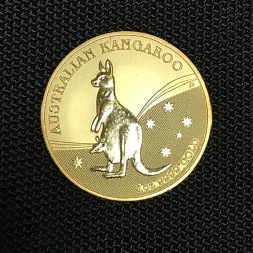 2 Pcs Non Magnetic The Australian Kangroo 2009 badge 24K real gold plated 1 OZ 32.6 mm Elizabeth collectible sourvenir art Coin