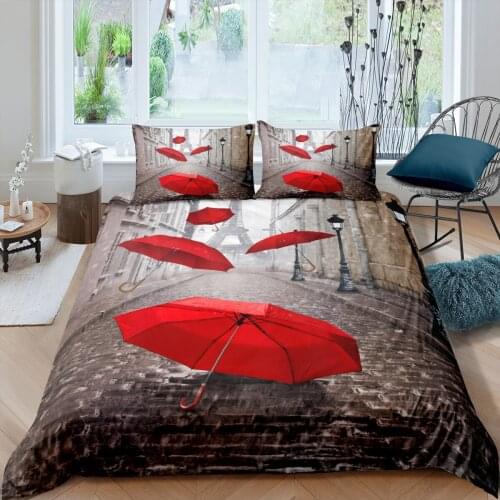3D Design Duvet Cover Sets Bedding Set Comforter Covers Bed linens King Queen Full Double Size Red umbrella Custom Bedding sets