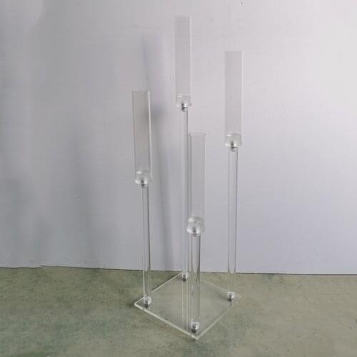 Acrylic Candlestick 4 Heads Clear Candle Holders Wedding Candelabra Table Centerpieces Flower Stand Holder For Home Decoration