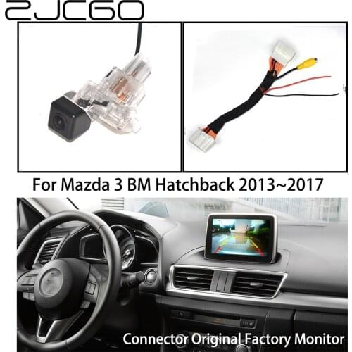 ZJCGO Car Rear View Reverse Back Up Parking Camera Upgrade Original Car OEM Monitor for Mazda 3 Mazda3 Hatchback BM 2013~2017
