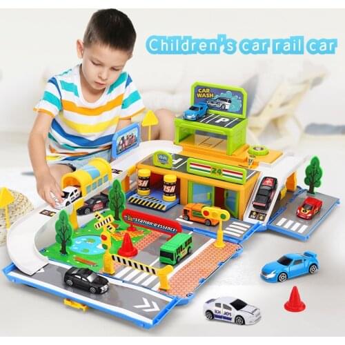 Auto Town Parking Lot Child Track Car Toy Puzzle Multi-function Car Customs Clearance Parent-child Interaction Adventure Game