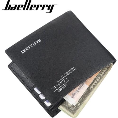 Baellerry Letter Printing Purse for Men Male Wallets Coin Pocket Card Holder Photo Pocket Soft Leather Bags carteira masculina