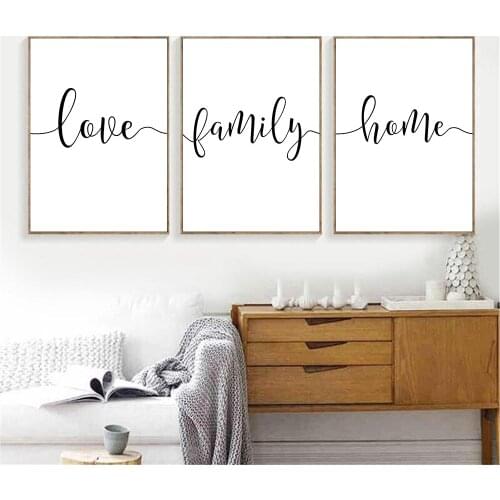 Black And White Quotes Wall Art Canvas Painting Family Love Life Prints Posters Minimalist Pictures For Living Room Home Decor
