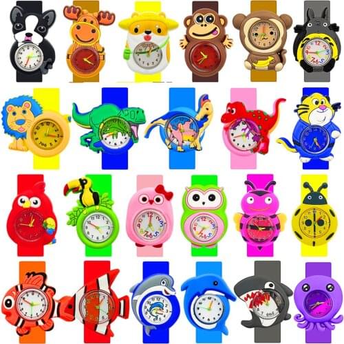Children Learn Time Watch Cartoon 30 Styles Animals Team Baby Toy Bracelet Kids Slap Watches for Girls Boys Birthday Gift Clock