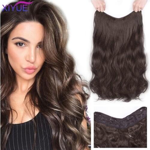 Long Wavy Culry U-Shaped Half Wig for Women Natural Female Long Black Brown Water Ripple Wigs Heat Resistant Synthetic Fake Hair