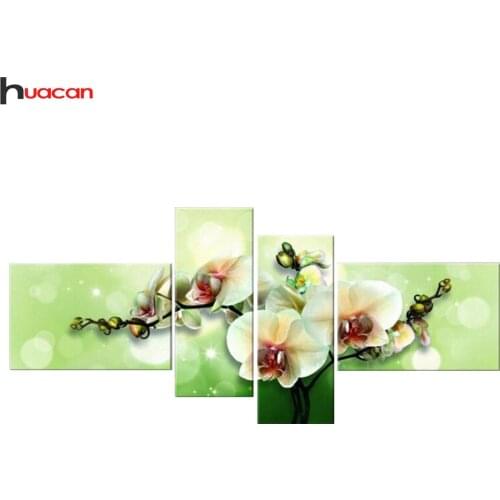 HUACAN DIY 5D Diamond Embroidery Cross Stitch Diamond Painting Home Decorative Gifts Fashion Flower 4pcs Needlework F1531