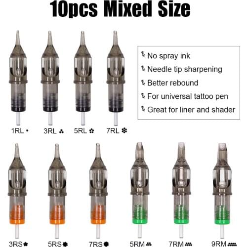 10/20/25/30pcs Original Cartridge Tattoo Needle RL RS RM M1 Disposable Sterilized Safety Tattoo Needle for Tattoo Machines