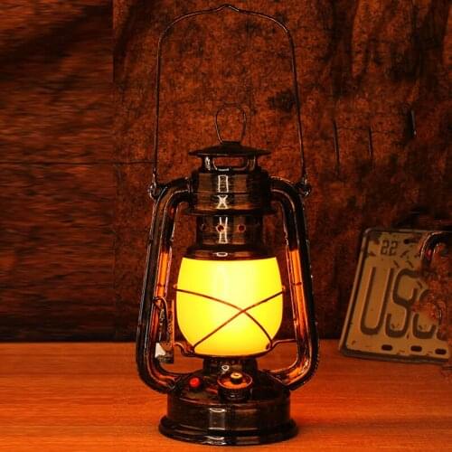 Retro Kerosene lamp flame Desk Light LED Rechargeable bar Table Lamp Portable Dimmable Night Light Restaurant Indoor Lighting