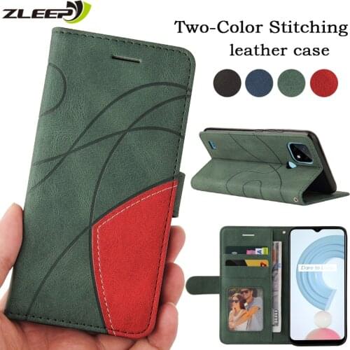 Leather Flip Wallet Case For Oppo A15 A73 A93 A74 A94 A95 Reno 5 8 Realme V13 V5 C21 X7 Find X3 neo Pro Magnetic Phone Bag Cover