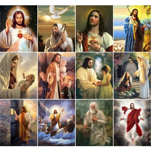 HUACAN Paint By Numbers Jesus HandPainted Oil Painting Art Gift DIY Picture By Number Figure Kits Home Decors