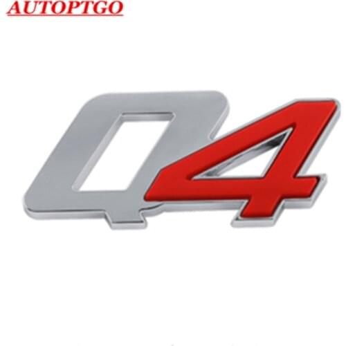 Red Car Rear Trunk 3D Letter Q4 Emblem Badge Logo Nameplate Decal Sticker For Maserati Ghibli Quattroporte Levante