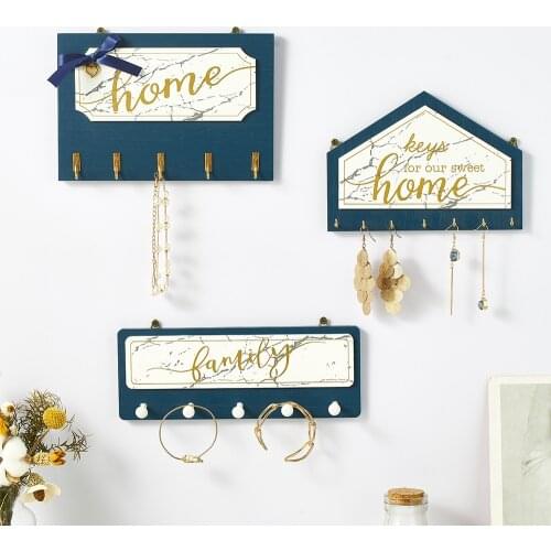 Coat Hooks Home Decoration Hanger Nordic Decoratice Hooks Wall Wooden House Shape Key Hanger Holder Wall Organizer Rectangle
