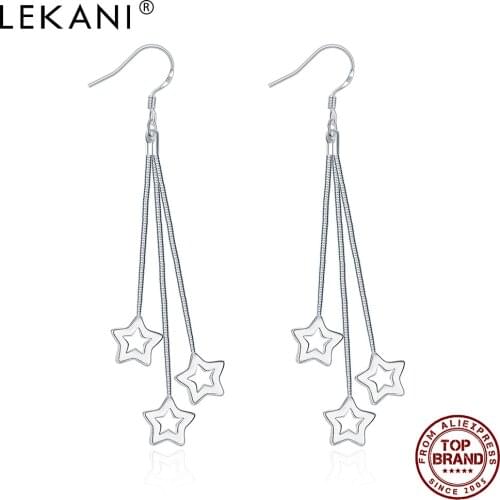 LEKANI Three Stars Fashion Star Shape Earring Silver Color Creative Design Earrings Fashion Jewelry Special Sale Counter Quality