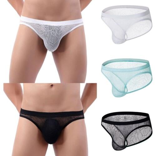 Mens Sexy Lingerie Transparent Mesh Briefs Lace Erotic Sexy Underwear Porno Jockstrap Shorts Temptation Mens Costumes Panties