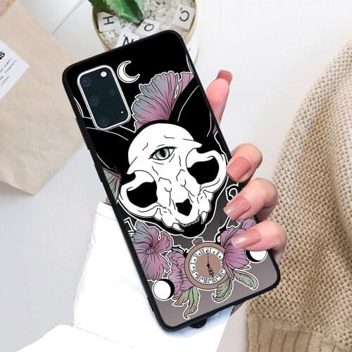 For Samsung Galaxy Twilight Skull Cat Soft TPU Black Border Samsung Galaxy Case