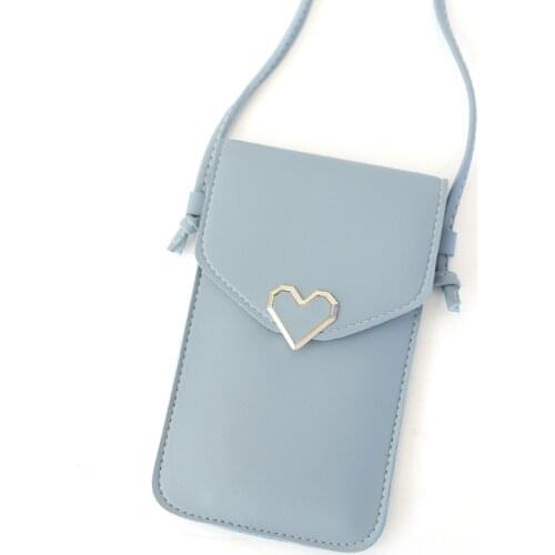 2020 New Fashion Women Mini Messenger Bags Heart-shaped Transparent Screen Mobile Phone Bag Lady Handbag