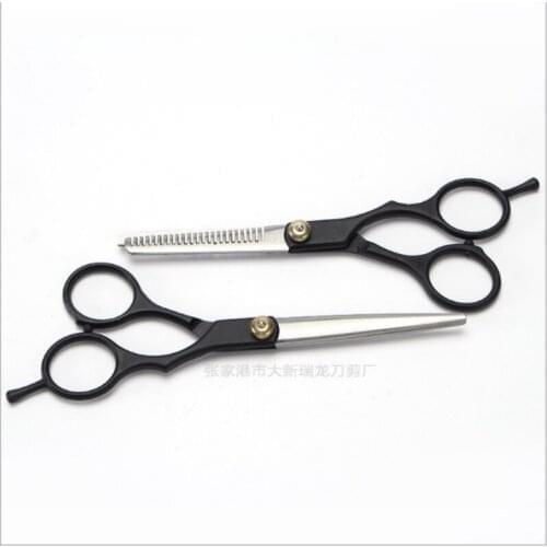 Black paint left barber hand scissors high quality professional barber hairdressing scissors thinning scissors 50sets