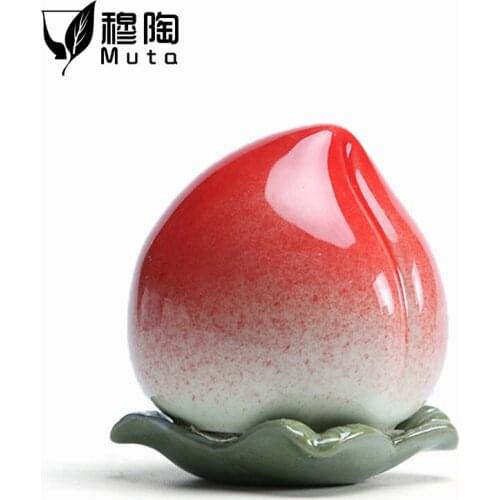 Peach Tea Caddy Sealed Pot Ceramic Tea Pet Decoration Decoration Props Simulation Persimmon Jingdezhen Creative Trumpet tin