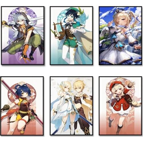 Genshin Impact Poster HD Game Canvas Painting Anime Girl Wall Art Prints Dorm Picture For Study Living Room Bedroom Home Decor