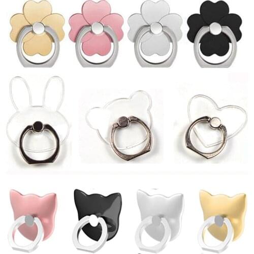 Clear Cat Finger Ring Mobile Phone Stand Holder For iPhone XS Huawei Samsung cell Smart Round Phone Ring holder Car Mount Stand