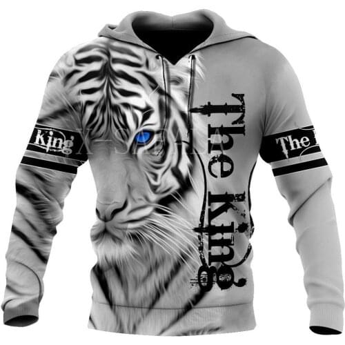 Animal White Tiger 3D All Over Print Plus Size Hoodie Man Women Harajuku Outwear Zipper Pullover Sweatshirt Casual Unisex Jacket