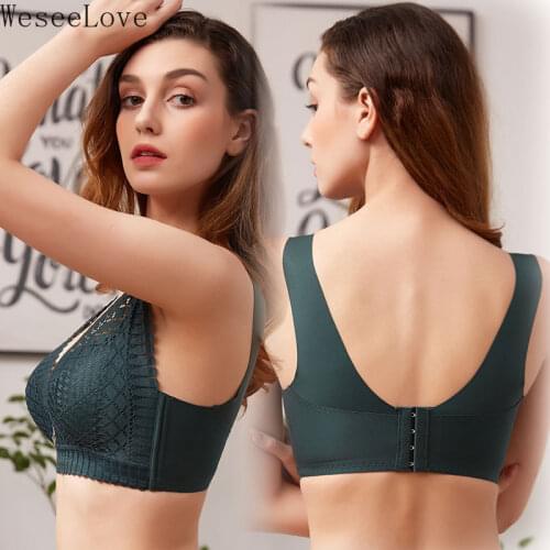 Weseelove 36-50E Plus Size Sexy Bras Gather Push Up Lingerie Women Underwear Seamless Beauty Back Bralette Thin Lace Brassiere
