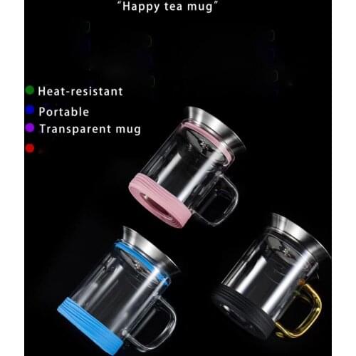 YIPINCI Borosilicate glass tea mug borosilicate glass tea pot stainess steel infuser