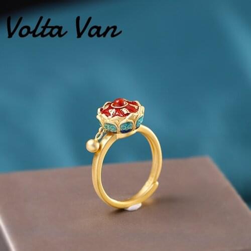 Volta Van 925 Sterling Silver Women Rings 2021 New Elegant Jewelry Lotus Flower Trendy Fashion Concise Burning Blue Rings