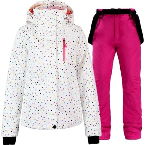 2019 Womens Waterproof Ski Suit for Skiing Snowboarding Winter Outdoor Sports Warm Snowboard Jacket Bib Pants Set