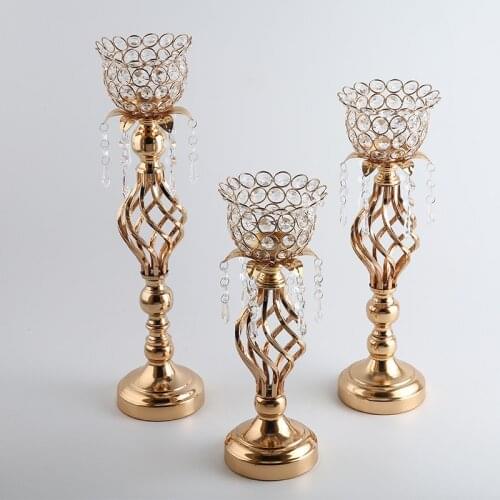Gold Crystal Candle Holder Wedding Candelabra Table Centerpieces Decorative Romantic Home Candlestick Portavelas
