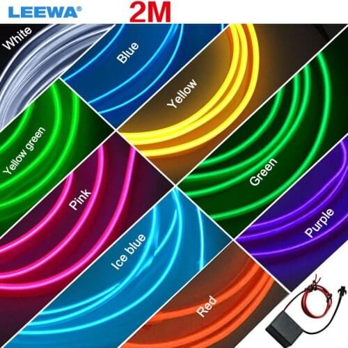 10pcs 2M 9-color Flexible Moulding EL Neon Glow Lighting Rope Strip With Fin For Car Decoration #CA3268