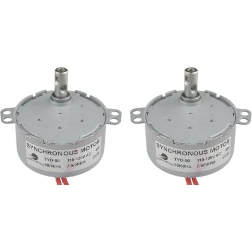 CHANCS 2PCS TYD-50 110V AC 7.5-9RPM CCW Cup Slow Speed Electric Motor Synchronous Motor Gear Box